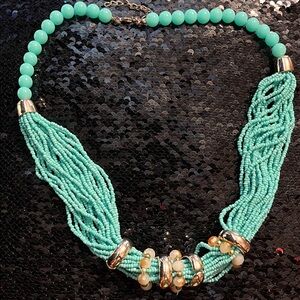 Turquoise Beaded Necklace 27 1/2”